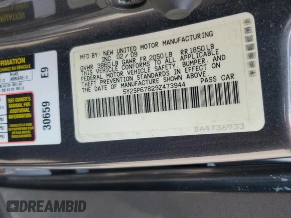 2009 Pontiac Vibe 1SA with VIN 5Y2SP67829Z473944, listed as a Copart auction lot 60803935 with 220,490 mi miles and Salvage title. Bid and sale history available at DreamBid. Image 14.