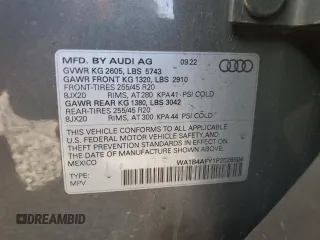2023 Audi SQ5 Premium Plus with VIN WA1B4AFY1P2026504, listed as a Copart auction lot 82707374 with 19,521 mi miles and Salvage Title. Bid and sale history available at carsss.com. Image 14.
