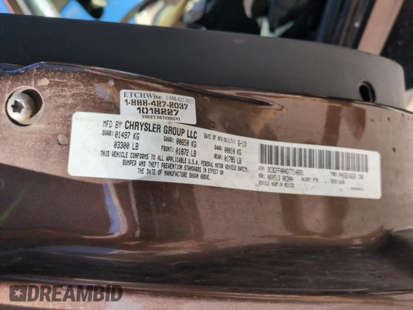 2013 FIAT 500 Pop with VIN 3C3CFFAR4DT714691, listed as a Copart auction lot 53346175 with 83,256 mi miles and Salvage Title. Bid and sale history available at carsss.com. Image 12.