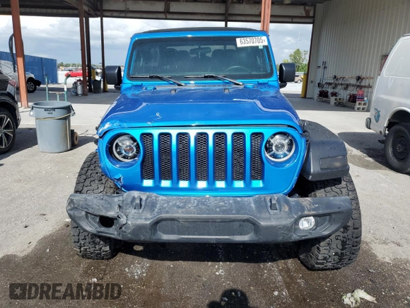 2022 Jeep Wrangler Sport S with VIN 1C4HJXAGXNW271320, listed as a Copart auction lot 63570705 with 14,840 mi miles and Salvage title. Bid and sale history available at DreamBid. Image 5.