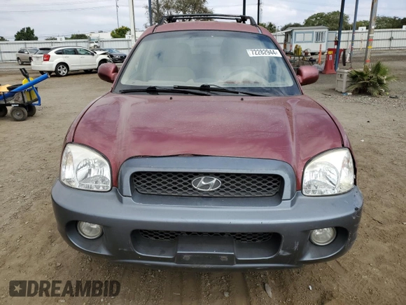 2004 Hyundai Santa Fe GLS with VIN KM8SC13D44U844329, listed as a Copart auction lot 72282944 with 209,430 mi miles and Salvage Title. Bid and sale history available at carsss.com. Image 5.