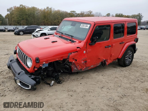 2024 Jeep Wrangler Sahara z VIN 1C4PJXEG1RW268303, wystawiony jako Copart lot #82641364 z przebiegiem 211 mil mil oraz Szkoda całkowita • Salvage title. Historia ofert i sprzedaży dostępna na DreamBid. Obrazek 1.