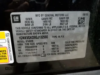 2016 Chevrolet Traverse LT with VIN 1GNKVGKD8GJ132566, listed as a Copart auction lot 58805615 with 82,844 mi miles and Clean title. Bid and sale history available at DreamBid. Image 13.