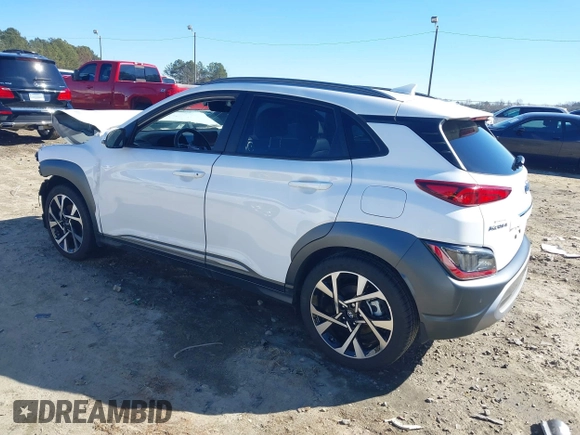 2023 Hyundai Kona Limited with VIN KM8K53A35PU044708, listed as a IAAI auction lot 41287608 with 17,074 mi miles. Bid and sale history available at carsss.com. Image 3.