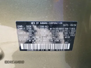 2025 Subaru Outback Limited XT with VIN 4S4BTGND9S3156572, listed as a Copart auction lot 47647525 with 3,409 mi miles and Non Repairable. Bid and sale history available at carsss.com. Image 16.