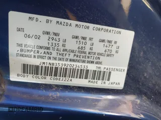 2002 Mazda MX-5 Miata Cloth z VIN JM1NB353920234533, wystawiony jako IAAI lot #41735487 z przebiegiem 112 661 mil mil oraz . Historia ofert i sprzedaży dostępna na DreamBid. Obrazek 9.
