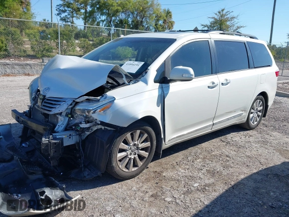 2016 Toyota Sienna XLE with VIN 5TDYK3DC8GS758226, listed as a IAAI auction lot 41894191 with 107,233 mi miles and . Bid and sale history available at DreamBid. Image 2.
