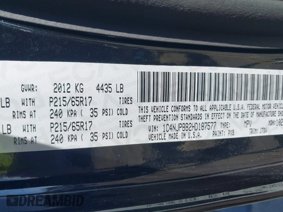 2017 Jeep Patriot Sport z VIN 1C4NJPBB2HD187577, wystawiony jako IAAI lot #41669810 z przebiegiem 53 438 mil mil oraz . Historia ofert i sprzedaży dostępna na DreamBid. Obrazek 9.