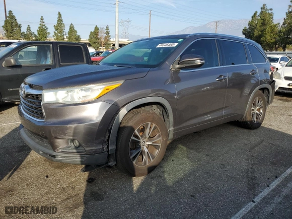 2016 Toyota Highlander XLE with VIN 5TDKKRFHXGS506267, listed as a Copart auction lot 44646465 with 80,886 mi miles and Salvage Title. Bid and sale history available at carsss.com. Image 1.