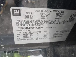 2017 Chevrolet Tahoe Commercial with VIN 1GNLCDECXHR306698, listed as a IAAI auction lot 41924208 with 177,837 mi miles and . Bid and sale history available at DreamBid. Image 9.