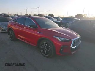 2023 Infiniti QX55 Essential with VIN 3PCAJ5KR1PF109377, listed as a IAAI auction lot 41172660 with 32,695 mi miles and . Bid and sale history available at DreamBid. Image 1.