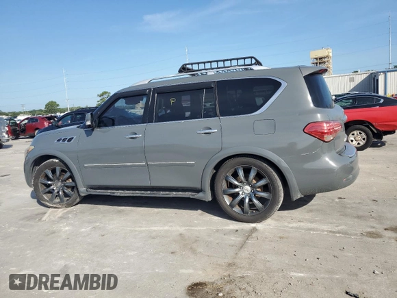2012 Infiniti QX56 8-passenger with VIN JN8AZ2ND7C9715587, listed as a Copart auction lot 64508345 with 217,786 mi miles and Salvage title. Bid and sale history available at DreamBid. Image 2.