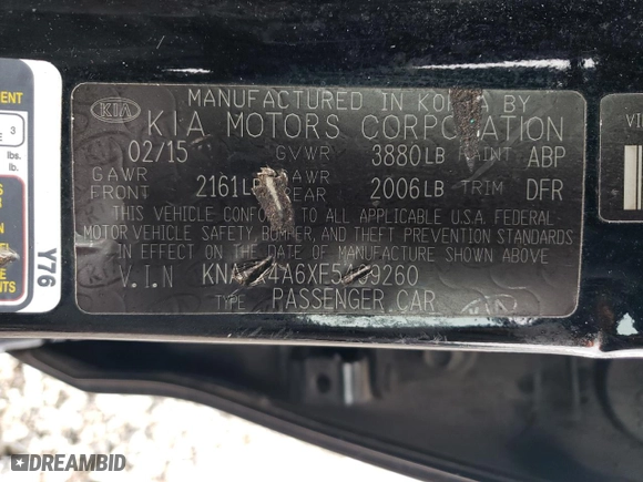 2015 Kia Forte LX with VIN KNAFK4A6XF5409260, listed as a Copart auction lot 42457155 with 197,145 mi miles and Salvage Title. Bid and sale history available at carsss.com. Image 12.