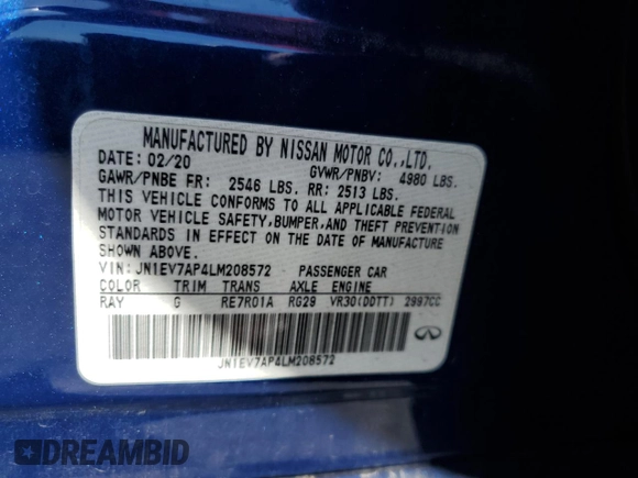 2020 Infiniti Q50 3.0t SPORT with VIN JN1EV7AP4LM208572, listed as a Copart auction lot 49239485 with 70,735 mi miles and Salvage Title. Bid and sale history available at carsss.com. Image 14.