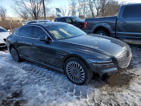 2023 Genesis Electrified G80 with VIN KMTGE4S17PU006914, listed as a Copart auction lot 45451405 with 13,896 mi miles and Non Repairable. Bid and sale history available at carsss.com. Image 4.