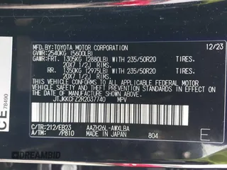 2024 Lexus NX with VIN JTJKKCFZ2R2037740, listed as a IAAI auction lot 41679598 with 6,907 mi miles. Bid and sale history available at carsss.com. Image 9.