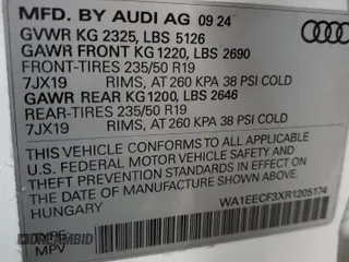 2024 Audi Q3 S line Premium Plus with VIN WA1EECF3XR1205174, listed as a Copart auction lot 88535095 with 1,174 mi miles and Salvage title. Bid and sale history available at DreamBid. Image 12.