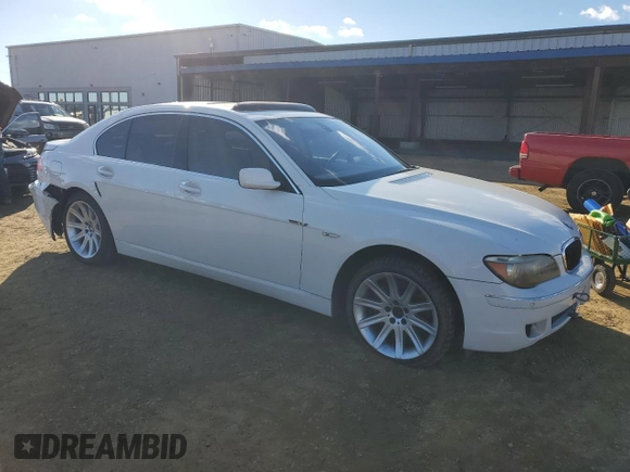 2008 BMW 7 Series 750i with VIN WBAHL835X8DT12389, listed as a Copart auction lot 80908054 with Not Provided miles and Salvage Title. Bid and sale history available at DreamBid. Image 4.
