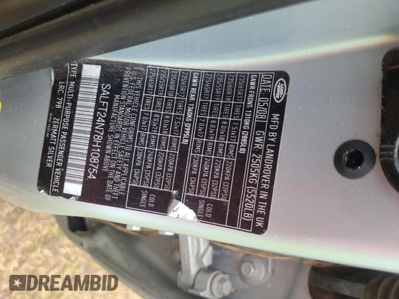 2008 Land Rover LR2 HSE with VIN SALFT24N78H108754, listed as a IAAI auction lot 42234738 with 164,668 mi miles and . Bid and sale history available at DreamBid. Image 7.