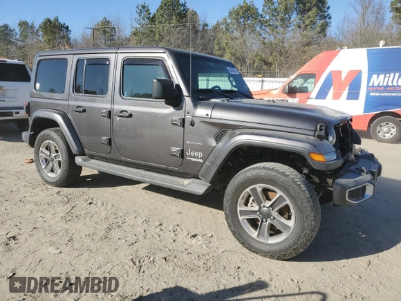 2020 Jeep Wrangler Unlimited Sahara with VIN 1C4HJXEN4LW152779, listed as a Copart auction lot 42696255 with Not provided miles and Salvage title. Bid and sale history available at DreamBid. Image 4.