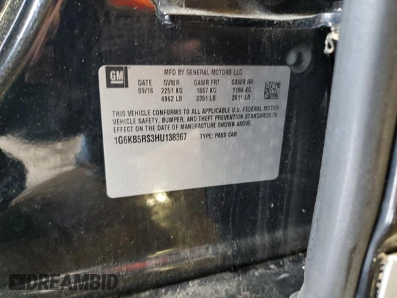 2017 Cadillac CT6 AWD z VIN 1G6KB5RS3HU138367, wystawiony jako Copart lot #57324325 z przebiegiem 103 956 mil mil oraz Szkoda całkowita • Salvage title. Historia ofert i sprzedaży dostępna na DreamBid. Obrazek 13.