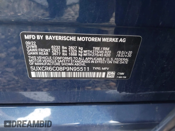2023 BMW X5 xDrive40i z VIN 5UXCR6C08P9N95511, wystawiony jako IAAI lot #41901359 z przebiegiem 55 662 mil mil oraz . Historia ofert i sprzedaży dostępna na DreamBid. Obrazek 9.