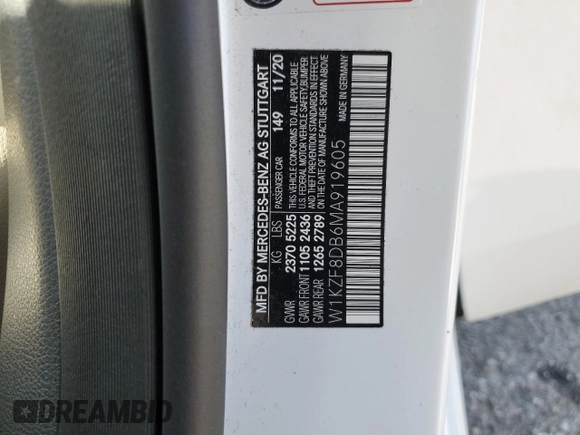 2021 Mercedes-Benz E 350 z VIN W1KZF8DB6MA919605, wystawiony jako Copart lot #57729745 z przebiegiem 19 142 mil mil oraz Szkoda całkowita • Salvage title. Historia ofert i sprzedaży dostępna na DreamBid. Obrazek 12.