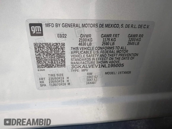 2022 GMC Terrain SLT z VIN 3GKALVEV1NL195005, wystawiony jako IAAI lot #42395131 z przebiegiem 40 499 mil mil oraz . Historia ofert i sprzedaży dostępna na DreamBid. Obrazek 9.
