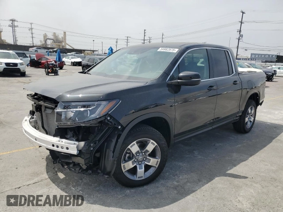 2025 Honda Ridgeline RTL with VIN 5FPYK3F52SB014785, listed as a Copart auction lot 59982875 with 2,341 mi miles and Salvage title. Bid and sale history available at DreamBid. Image 1.
