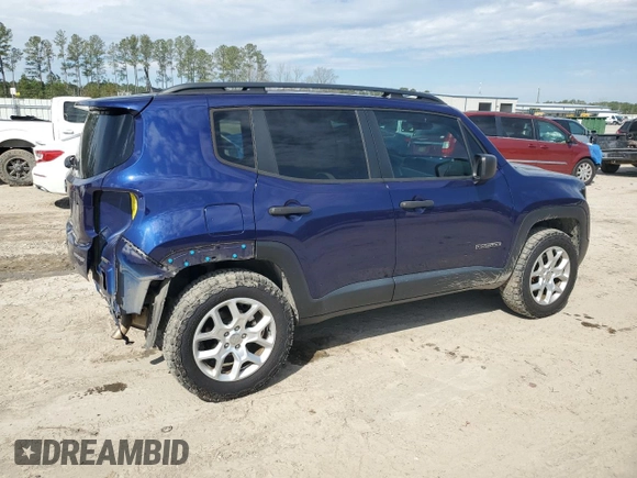 2018 Jeep Renegade Sport with VIN ZACCJBAB8JPJ44121, listed as a Copart auction lot 46393245 with 85,293 mi miles and Salvage title. Bid and sale history available at DreamBid. Image 3.