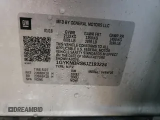 2018 Cadillac XT5 AWD with VIN 1GYKNBRS6JZ193224, listed as a Copart auction lot 44047695 with 105,654 mi miles and Salvage title. Bid and sale history available at DreamBid. Image 12.