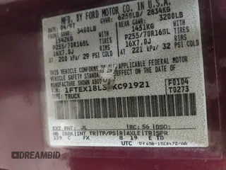 1997 Ford F-150 XL with VIN 1FTEX18L3VKC91921, listed as a IAAI auction lot 41820453 with 210,553 mi miles. Bid and sale history available at carsss.com. Image 9.