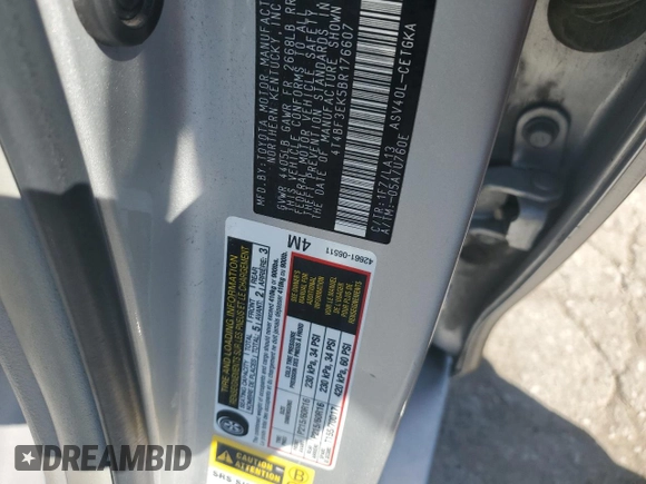 2011 Toyota Camry LE with VIN 4T4BF3EK5BR176607, listed as a Copart auction lot 68677044 with 132,958 mi miles and Salvage Title. Bid and sale history available at DreamBid. Image 12.