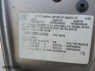 2000 Chevrolet Silverado 1500 LS with VIN 2GCEC19T3Y1249022, listed as a Copart auction lot 46484515 with 0 mi miles and Salvage Title. Bid and sale history available at carsss.com. Image 14.