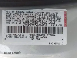 1997 Lexus ES 300 z VIN JT8BF22G7V0016733, wystawiony jako IAAI lot #42429677 z przebiegiem 204 315 mil mil oraz . Historia ofert i sprzedaży dostępna na DreamBid. Obrazek 9.