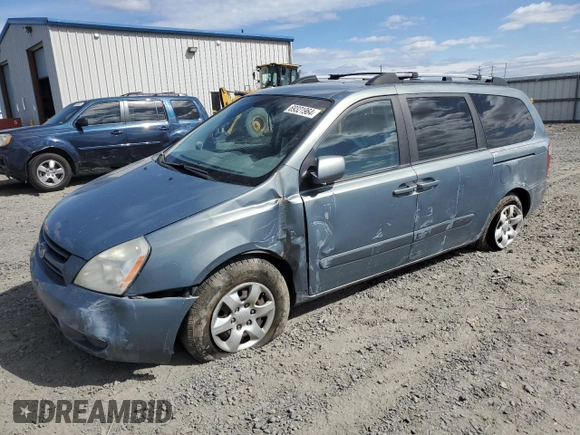 2007 Kia Sedona LX with VIN KNDMB233776175608, listed as a Copart auction lot 69321964 with 198,560 mi miles and Salvage Title. Bid and sale history available at carsss.com. Image 1.