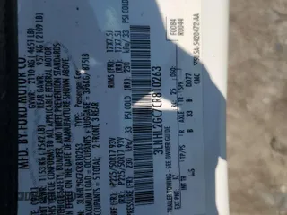 2012 Lincoln MKZ with VIN 3LNHL2GC7CR810263, listed as a Copart auction lot 61065585 with 78,134 mi miles and Salvage title. Bid and sale history available at DreamBid. Image 13.