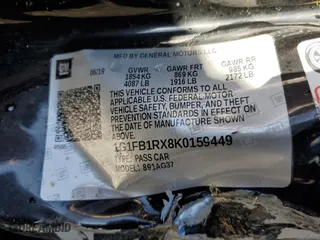 2019 Chevrolet Camaro 1LT with VIN 1G1FB1RX8K0159449, listed as a Copart auction lot 47567045 with 26,141 mi miles and Salvage Title. Bid and sale history available at carsss.com. Image 12.