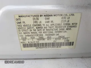 2007 Nissan Maxima 3.5 SE with VIN 1N4BA41E57C821830, listed as a IAAI auction lot 41609251 with 232,052 mi miles. Bid and sale history available at carsss.com. Image 9.