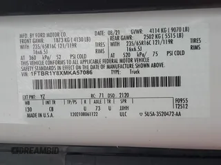 2021 Ford Transit Cargo с VIN 1FTBR1Y8XMKA57086, выставлен на аукционе Copart как лот 41870105 с пробегом Не указан миль и Списание • Salvage title. История ставок и продаж доступна на DreamBid. Изображение 12.