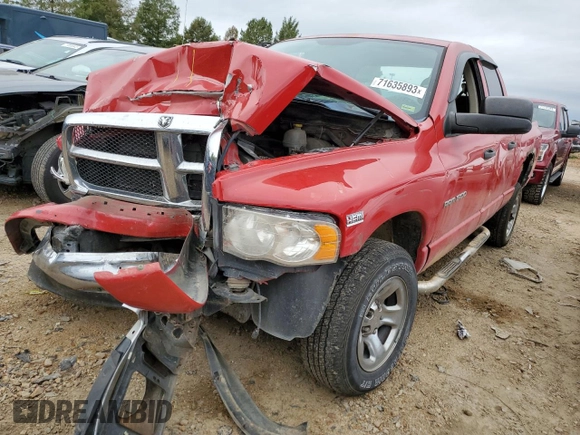 2005 Dodge 1500 SLT with VIN 1D7HU18D75S293403, listed as a Copart auction lot 74101914 with Not Provided miles and Non Repairable. Bid and sale history available at DreamBid. Image 1.