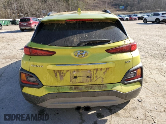2019 Hyundai Kona Ultimate with VIN KM8K5CA56KU237041, listed as a Copart auction lot 45954795 with 0 mi miles and Salvage Title. Bid and sale history available at carsss.com. Image 6.