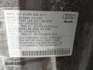 2011 Audi Q7 S line with VIN WA1DGAFE3BD010419, listed as a IAAI auction lot 39539685 with Not provided miles and . Bid and sale history available at DreamBid. Image 9.