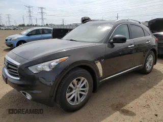 2015 Infiniti QX70 z VIN JN8CS1MW4FM483865, wystawiony jako Copart lot #57000365 z przebiegiem 152 533 mil mil oraz Czysty tytuł • Clean title. Historia ofert i sprzedaży dostępna na DreamBid. Obrazek 1.