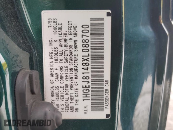 1999 Honda Civic EX with VIN 1HGEJ8148XL088700, listed as a Copart auction lot 42200665 with 201,071 mi miles and Salvage Title. Bid and sale history available at carsss.com. Image 14.