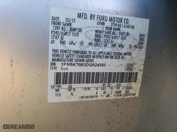 2013 Ford Explorer with VIN 1FM5K7B83DGA24393, listed as a Copart auction lot 49078035 with 214,272 mi miles and Salvage Title. Bid and sale history available at carsss.com. Image 13.
