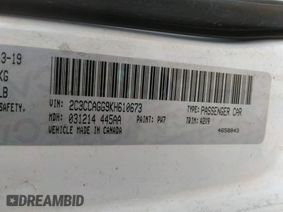 2019 Chrysler 300 S with VIN 2C3CCAGG9KH610673, listed as a IAAI auction lot 42020204 with 126,105 mi miles and . Bid and sale history available at DreamBid. Image 9.