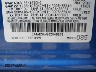 2016 Mitsubishi Outlander Sport 2.4 ES with VIN JA4AR3AW1GZ049271, listed as a IAAI auction lot 41722759 with 153,949 mi miles. Bid and sale history available at carsss.com. Image 9.