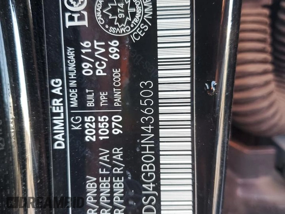 2017 Mercedes-Benz CLA 250 with VIN WDDSJ4GB0HN436503, listed as a Copart auction lot 46298725 with 61,836 mi miles and Salvage Title. Bid and sale history available at DreamBid. Image 12.