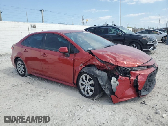 2020 Toyota Corolla LE with VIN 5YFEPRAE4LP052502, listed as a Copart auction lot 53277635 with 36,132 mi miles and Non Repairable. Bid and sale history available at DreamBid. Image 4.
